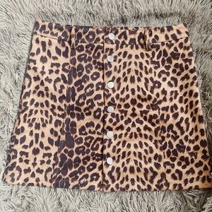 Leopard Button-up Skirt